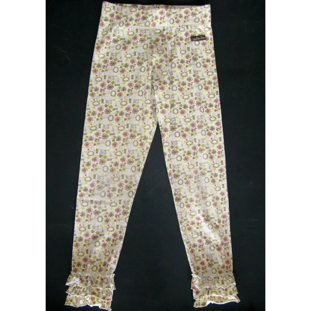 Matilda Jane girls leggings 8 10 You & Me cream beige flower Minny Minnie pants